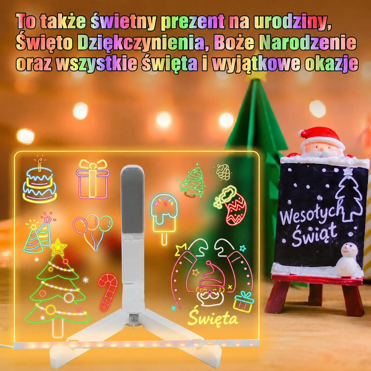 Świecąca tablica LED do rysowania z 7 pisakami