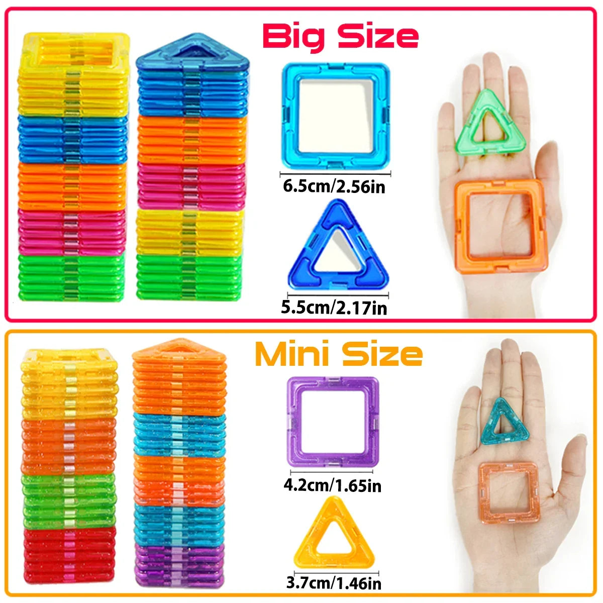 Magnetyczne klocki DIY duże i małe