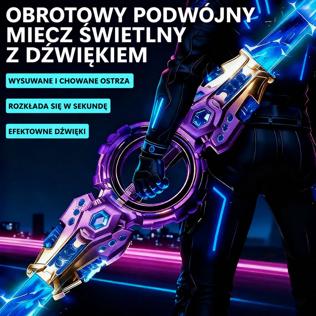 Obrotowy podwójny miecz świetlny LED z dźwiękiem
