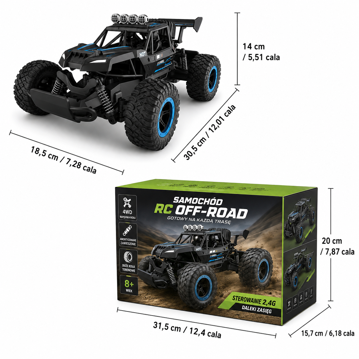 Samochód Terenowy RC 4X4 zdalnie sterowany Model Off-Road