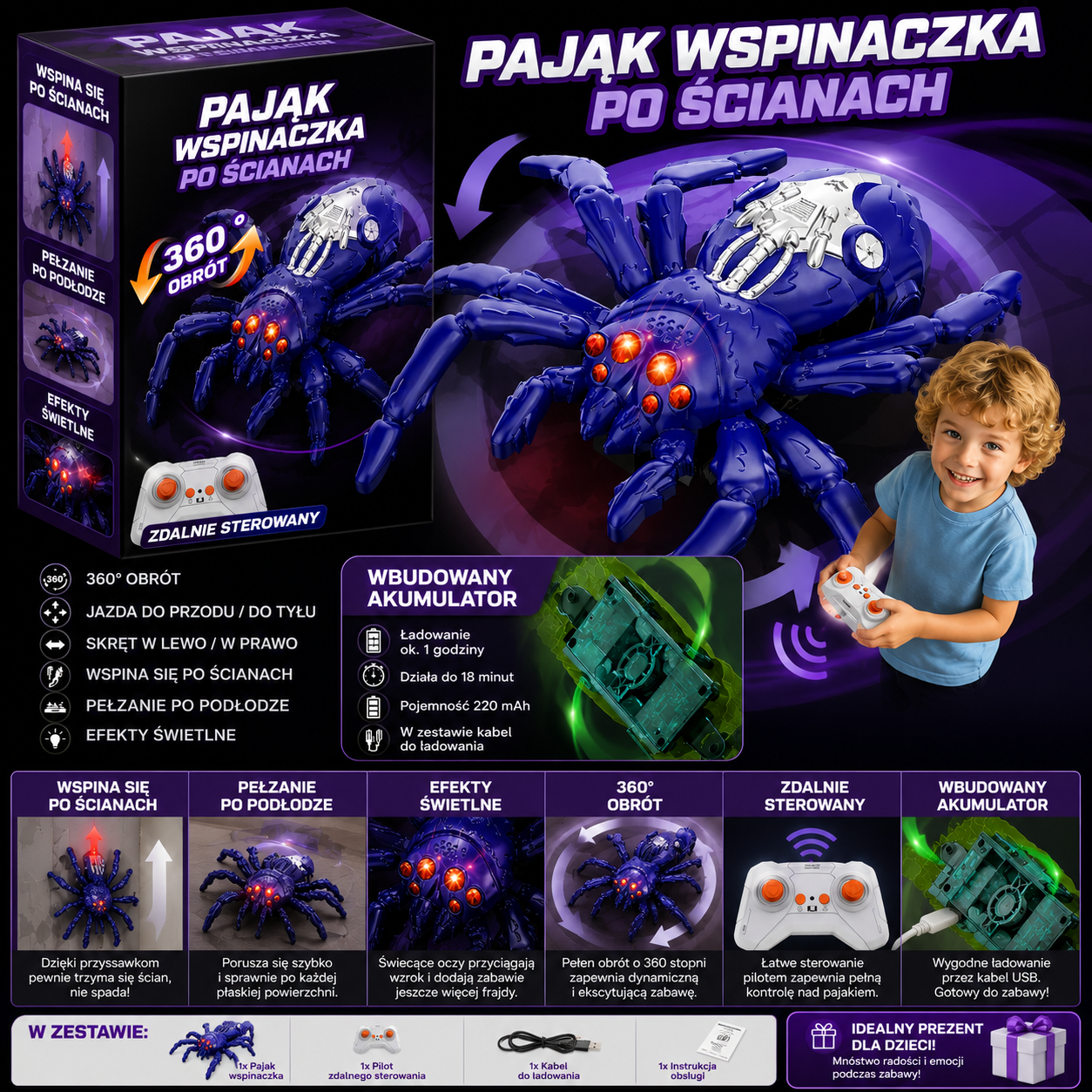Ścienny stworek RC- zdalnie sterowana zabawka wspinająca się po ścianach