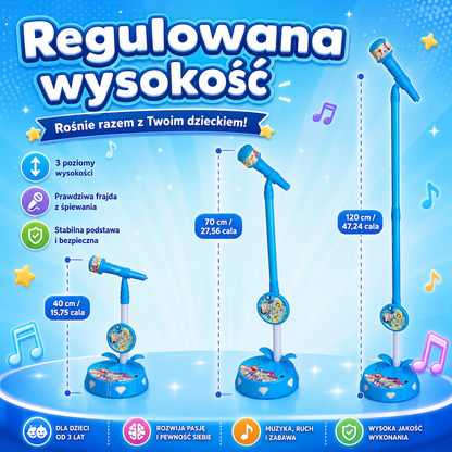 Mikrofon karaoke dla dzieci ze statywem. Muzyka i kolorowe światła