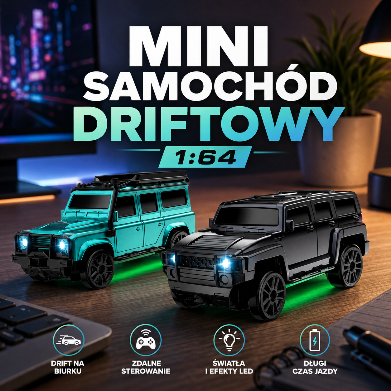 Mini samochód RC do Driftu 1;64 zdalnie sterowany Model 4WD 2.4GHz