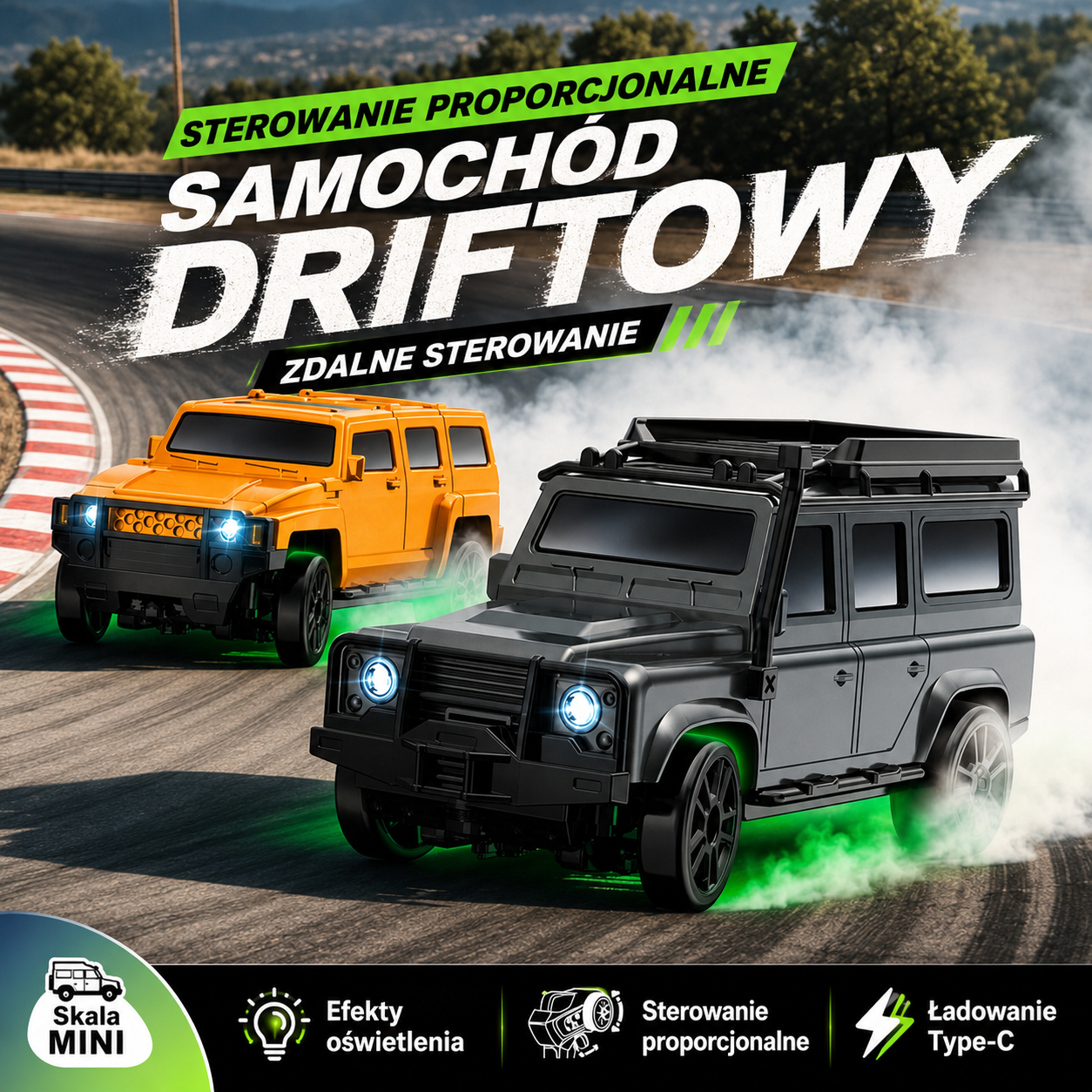 Mini samochód RC do Driftu 1;64 zdalnie sterowany Model 4WD 2.4GHz
