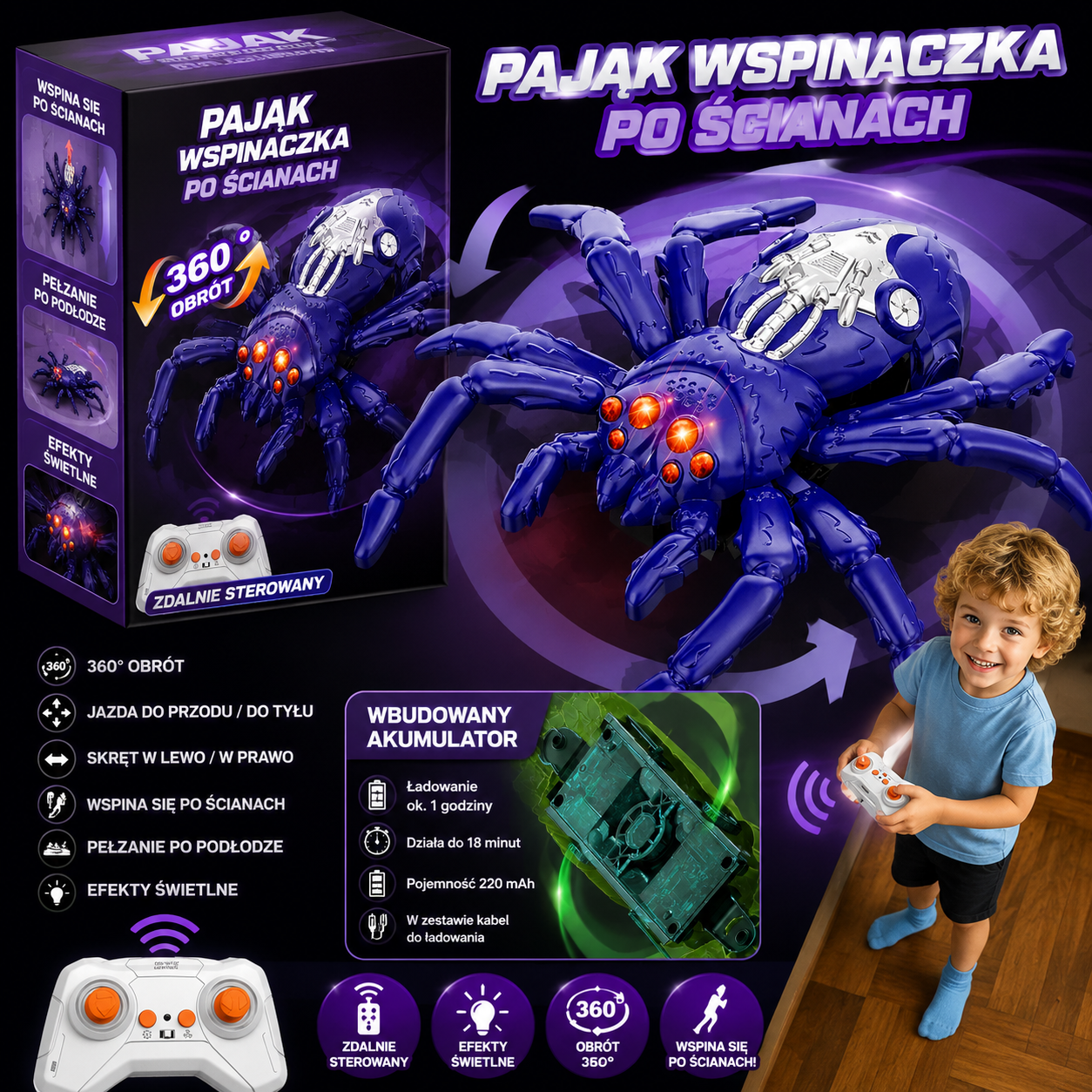 Ścienny stworek RC- zdalnie sterowana zabawka wspinająca się po ścianach