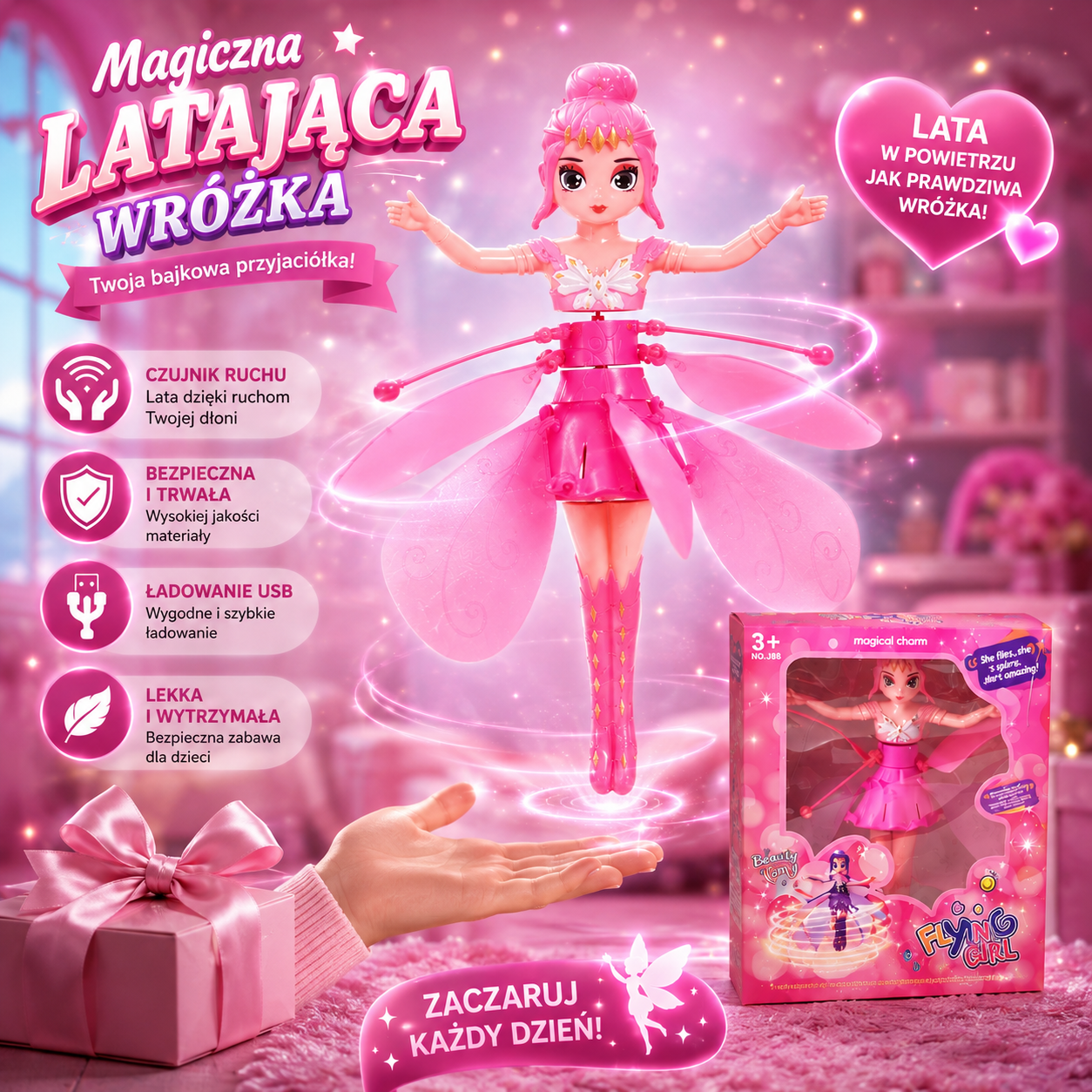 Latająca wróżka Księżniczka. Interaktywna zabawka sterowana gestem